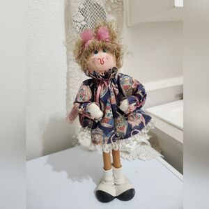 Adorable Kathy's Kids - Victoria Doll with Patterned Dress and Pink Bow